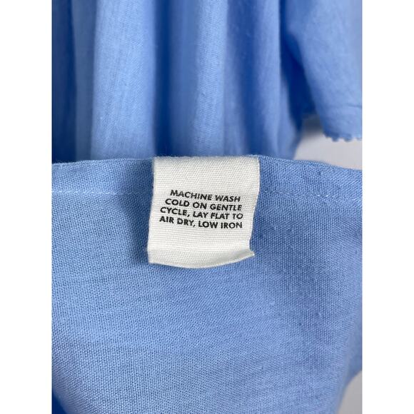 Apiece Apart 100% Organic Cotton Smocked Peasant Top XL Light Blue - Picture 7 of 7